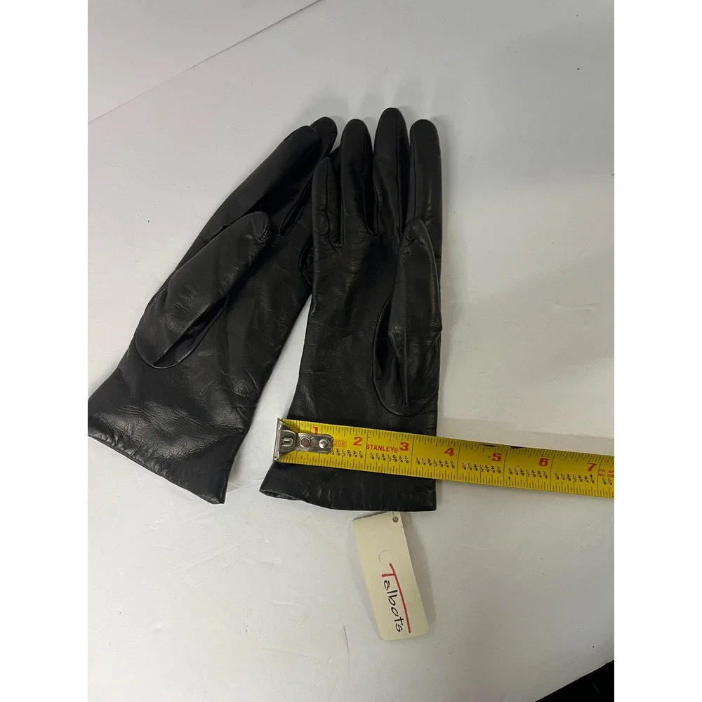 Talbots Women's Black Leather Gloves Size 6 1/2 Lined Warm Winter